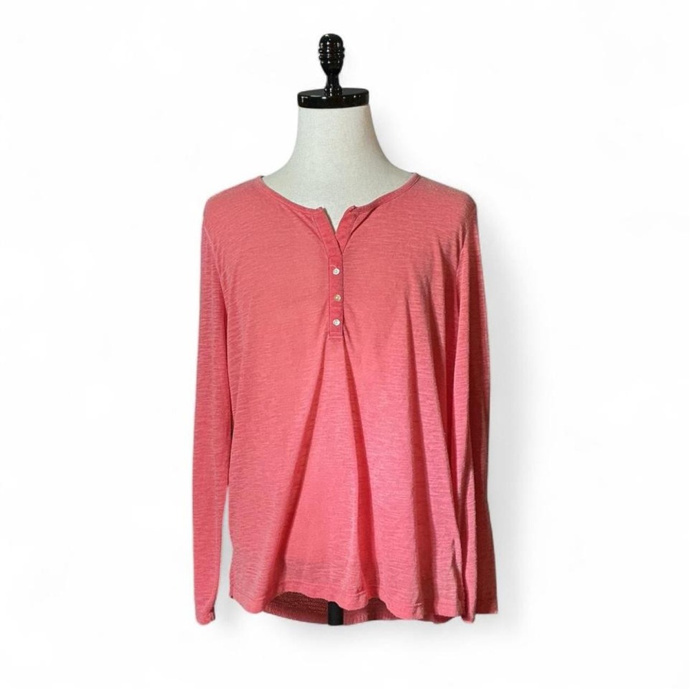 Ariat Women's Coral Pink‎ Henley Long Sleeve Textured Knit Top XXL